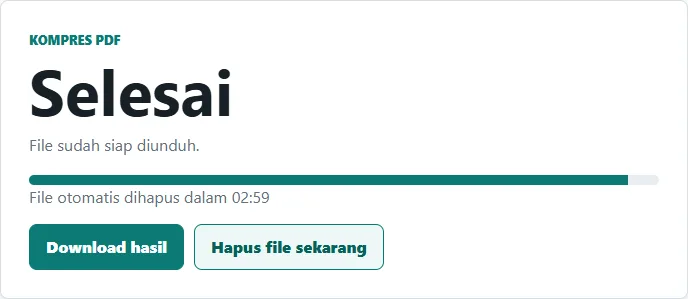 Compressed PDF result ready to download on BeresPDF